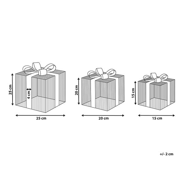 BELIANI - Décoration extérieure LED ARNES Cadeaux de Noël 25/20/15 cm Argenté - large