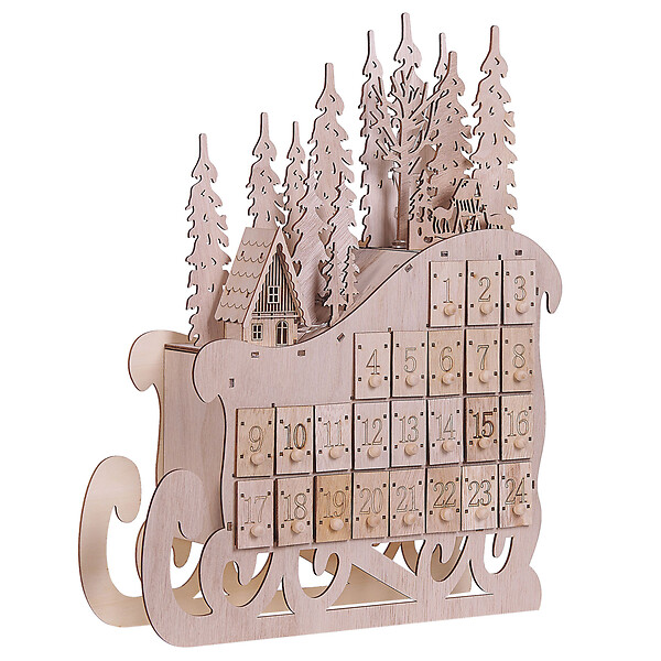 BELIANI - Décoration de Noël LED IMPALA Calendrier de l'Avent 40 cm Marron clair - large
