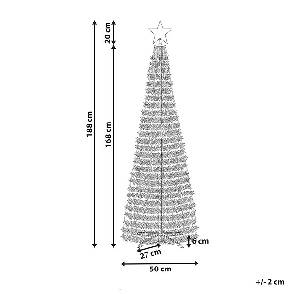 BELIANI - Décoration de Noël au sol LED intelligente avec l'application SAARLOQ Arbre de Noël 188 cm Vert - large