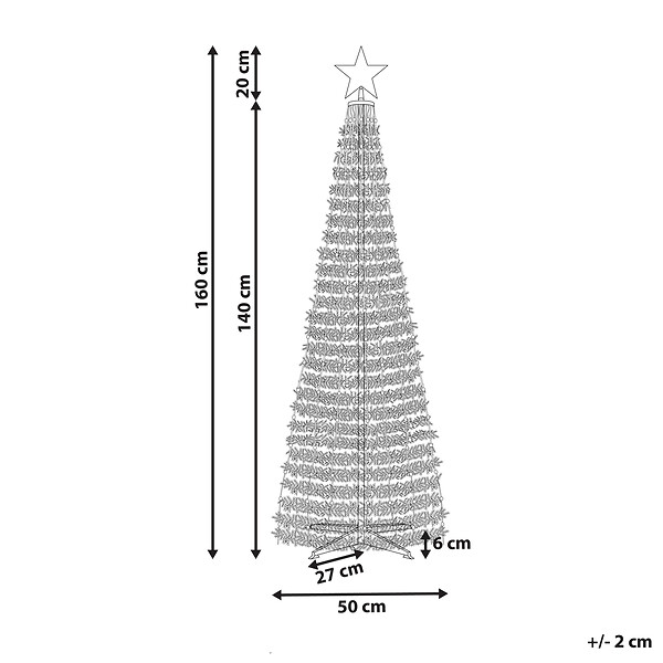 BELIANI - Décoration de Noël au sol LED intelligente avec l'application SAARLOQ Arbre de Noël 160 cm Vert - large