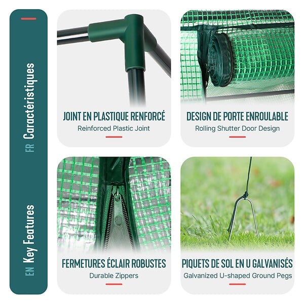 VOUNOT - Serre de jardin Serre tomates avec grande porte enroulable bache PE renforcee 135g/m2 100x50x150cm Vert - large