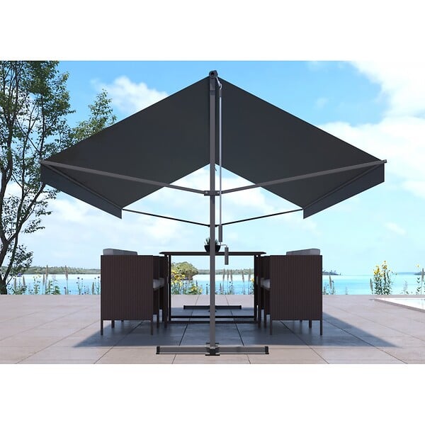 CONCEPT USINE - Store banne double pente 4 x 3 m gris ISEO - large