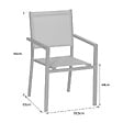 HAPPY GARDEN - Lot de 4 chaises en aluminium gris - textilène noir - vignette