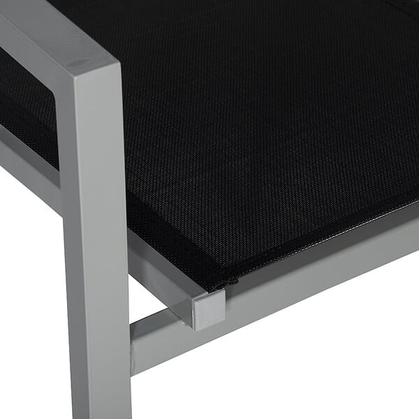 HAPPY GARDEN - Lot de 4 chaises en aluminium gris - textilène noir - large