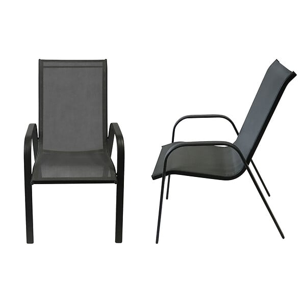 HAPPY GARDEN - Lot de 4 chaises MARBELLA en textilène gris - aluminium gris anthracite - large
