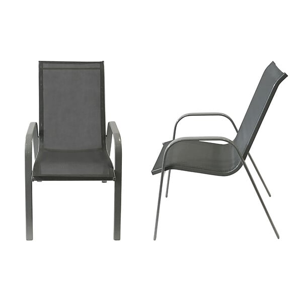 HAPPY GARDEN - Lot de 4 chaises MARBELLA en textilène gris - aluminium gris - large