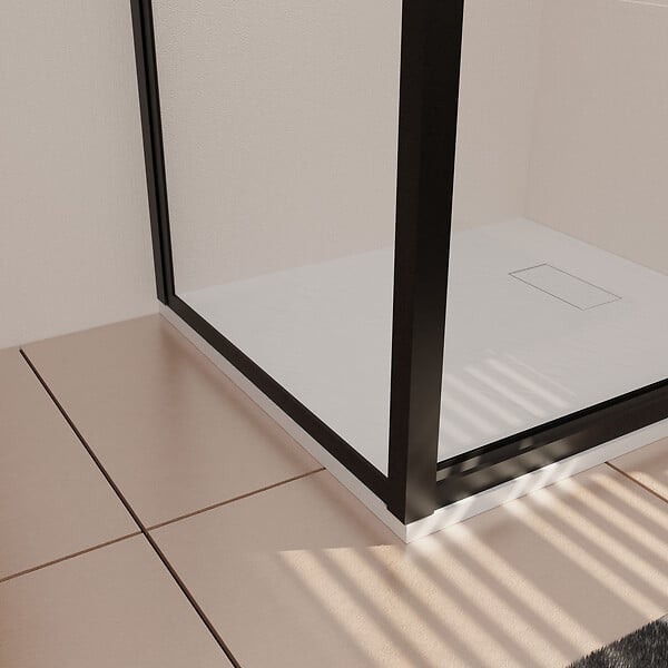 AURLANE - Paroi Retour porte de douche Noir 90x185cm - BLACK SLIDE - large