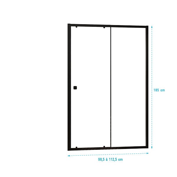 AURLANE - Porte de douche Coulissante Noir 100x185cm - Extensible de 98.5 à 112.5cm - BLACK SLIDE 100 - large