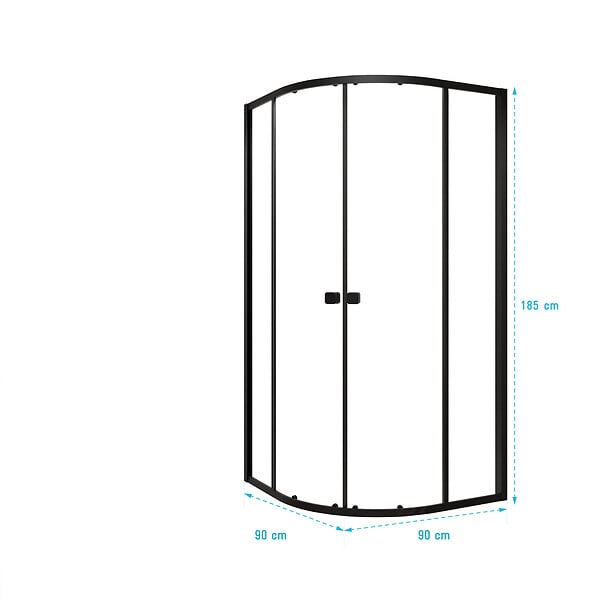 AURLANE - Ensemble portes de douche coulissantes quart de cercle Noir 90x90x185cm - BLACK SLIDE 90 - large