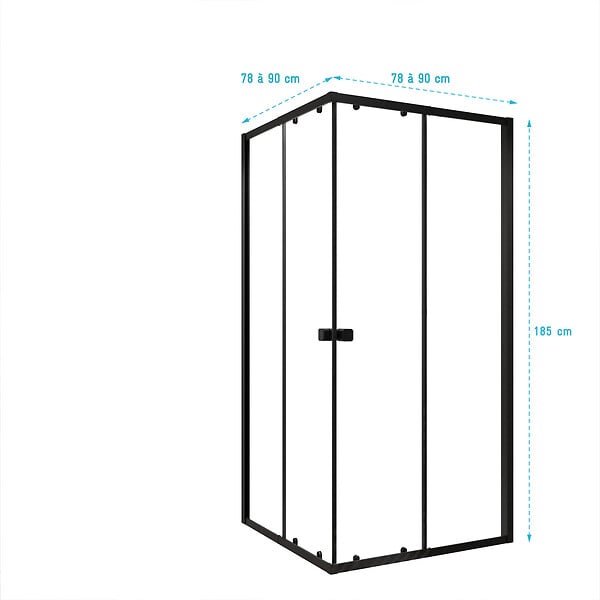 AURLANE - Ensemble portes de douche coulissantes extensibles Noir 80/90x185cm - BLACK SLIDE 80-90 - large