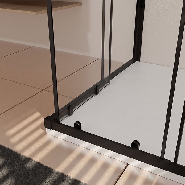 AURLANE - Ensemble portes de douche coulissantes extensibles Noir 80/90x185cm - BLACK SLIDE 80-90 - large