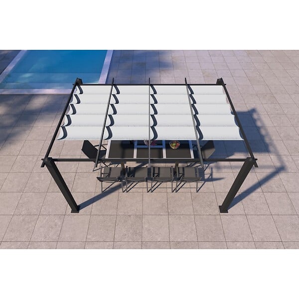 CONCEPT USINE - Pergola auto-portée 3 x 4 m avec toile rétractable beige NILA - large