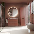 VITRA - Meuble vasque suspendu VitrA Sento Round 80cm Terracotta mat + Colonne version droite - vignette