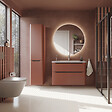 VITRA - Meuble vasque suspendu VitrA Sento Round 120cm Terracotta mat + Colonne version gauche - vignette