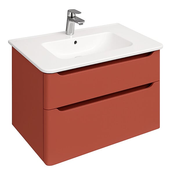 VITRA - Meuble vasque suspendu VitrA Sento Round 120cm Terracotta mat + Colonne version droite - large
