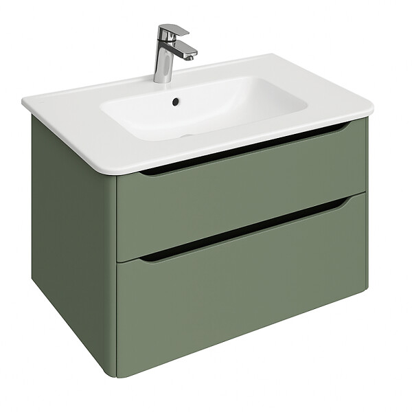 VITRA - Meuble vasque suspendu VitrA Sento Round 120cm Vert mat + Colonne version gauche - large