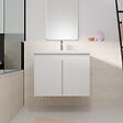AURLANE - Meuble de salle de bains 60cm a Suspendre Blanc - 2 Portes - Vasque Blanche - ELEMENTARY - vignette