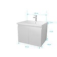 AURLANE - Meuble de salle de bains 60cm a Suspendre Blanc - 2 Portes - Vasque Blanche - ELEMENTARY - vignette
