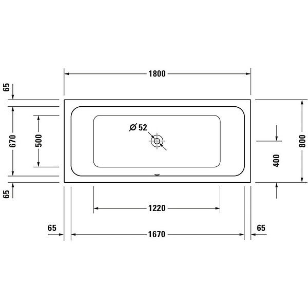 DURAVIT - Baignoire droite D-Code bonde au cente 180 x 80 cm + Pare bain AURYS Raywall noir mat version gauche - large