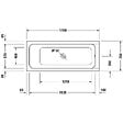 DURAVIT - Baignoire droite D-Code bonde au cente 170 x 70 cm + Pare bain AURYS Raywall noir mat version droite - vignette