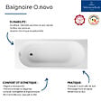 VILLEROY ET BOCH - Baignoire droite avec pieds 160 x 70 cm O.Novo Blanc + Pare Bain gauche AURYS Raywall noir mat - vignette