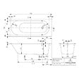 VILLEROY ET BOCH - Baignoire droite  Oberon quaryl 170 x 70 cm  + Pare bain gauche AURYS Raywall Noir mat - vignette