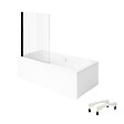 VILLEROY ET BOCH - Baignoire droite Architectura avec pieds 180 x 80 cm Blanc + Pare bain gauche AURYS Raywall Noir mat - vignette