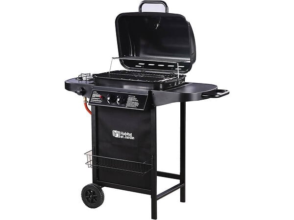 HABITAT ET JARDIN - Barbecue gaz "Party 3" - 3 brûleurs dont 1 latéral - 9.38 kW - Noir - large