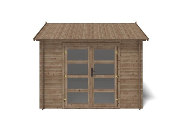 ALTANKA - Abri de jardin en bois - 9m2 - 3x3m - Traité - Ep. 28mm - Couleur: marron - DOM676 - large