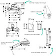 HANSGROHE - Pack mitigeur bain mécanique Logis + Pommeau Crometta EcoSmart + Flexible Isiflex + Support et colonnettes Chromé - vignette