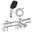 GROHE - Pack mitigeur bain douche thermostatique Grohtherm 800 + douchette carré  2 jets + flexible - vignette