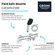 GROHE - Pack mitigeur bain douche thermostatique Grohtherm 800 + douchette carré  2 jets + flexible - vignette