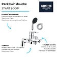 GROHE - Pack mitigeur bain douche mécanique Start Loop + douchette ronde  2 jets + flexible - vignette