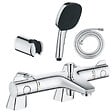 GROHE - Pack mitigeur bain douche thermostatique Grohtherm 800 + douchette carré  2 jets + flexible + support - vignette
