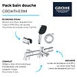 GROHE - Pack mitigeur bain douche thermostatique Grohtherm 800 + douchette carré  2 jets + flexible + support - vignette