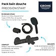 GROHE - Pack mitigeur Thermostatique bain douche Precision Start + Douchette 2 jets Vitalio Comfort 110 avec flexible et support - vignette
