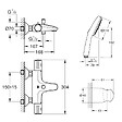 GROHE - Pack mitigeur Thermostatique bain douche Precision Start + Douchette 2 jets Vitalio Comfort 110 avec flexible et support - vignette