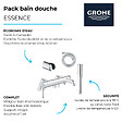 GROHE - Pack mitigeur mécanique Essence avec colonnettes + Douchette 1 jet Vitalio Get Stick + Flexible 1750 mm et support - vignette
