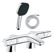 GROHE - Pack mitigeur bain douche thermostatique Precision Trend + douchette carré  2 jets + flexible - vignette