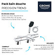 GROHE - Pack mitigeur bain douche thermostatique Precision Trend + douchette carré  2 jets + flexible - vignette