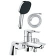 GROHE - Pack mitigeur bain douche mécanique Start Loop + douchette carré  2 jets + flexible - vignette