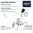 GROHE - Pack mitigeur bain douche mécanique Start Loop + douchette carré  2 jets + flexible - vignette