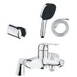 GROHE - Pack mitigeur bain douche mécanique Swift + douchette carré  2 jets + flexible + support - vignette