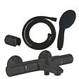 GROHE - Pack mitigeur thermostatique bain douche Precision Start noir mat + Douchette 2 jets Vitalio Start 110 + flexible + support - vignette