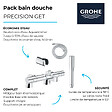 GROHE - Pack mitigeur thermostatique Get avec colonnettes + Douchette 1 jet Vitalio Get Stick + Flexible 1750 mm et support - vignette