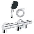 GROHE - Pack mitigeur bain douche thermostatique Precision Get + douchette carré  2 jets + flexible - vignette