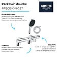 GROHE - Pack mitigeur bain douche thermostatique Precision Get + douchette carré  2 jets + flexible - vignette