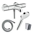 HANSGROHE - Pack mitigeur bain thermostatique Ecostat 1001 + Pommeau Crometta EcoSmart + Flexible Isiflex + Support Chromé - vignette