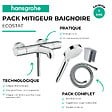 HANSGROHE - Pack mitigeur bain thermostatique Ecostat 1001 + Pommeau Crometta EcoSmart + Flexible Isiflex + Support Chromé - vignette
