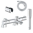 GROHE - Pack mitigeur thermostatique BD Grohtherm 800 avec colonnettes + Douchette 1 jet Vitalio Get Stick + Flexible 1750 mm et support - vignette
